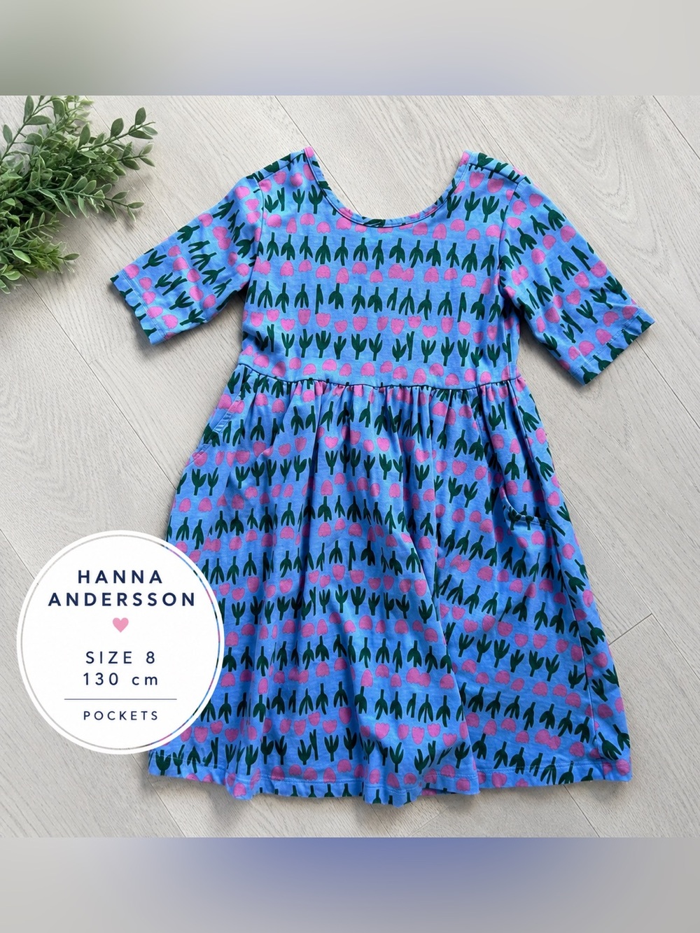 Hanna Andersson Tulip Girls Dress with Pockets Size 8/130 NWOT